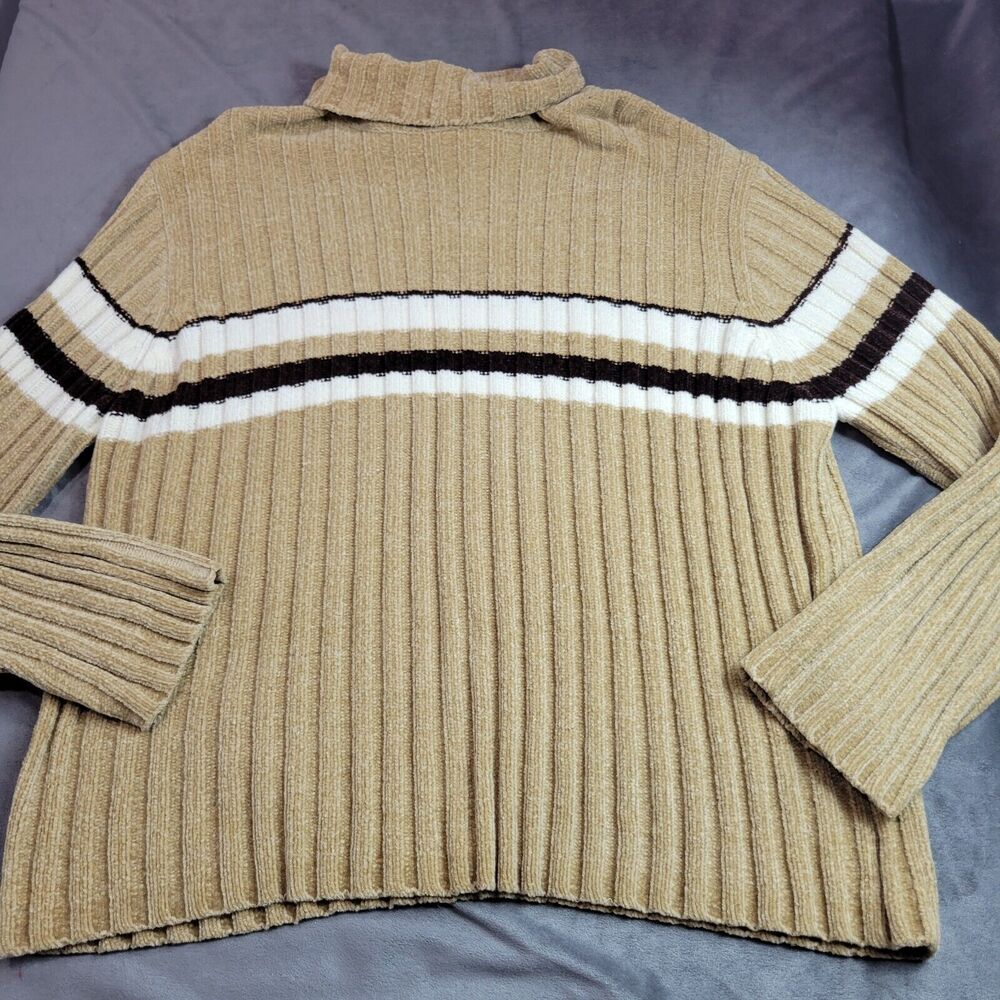 Fiorlini International Shirt Womens 22/24 Sweater Brown Striped Long Sleeve Cozy
